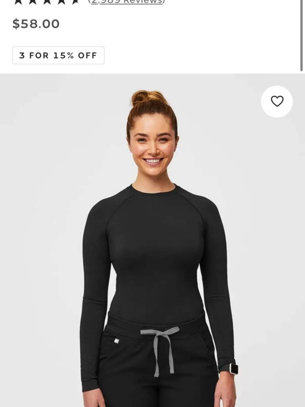 Figs Long-Sleeve Performance Top — Black